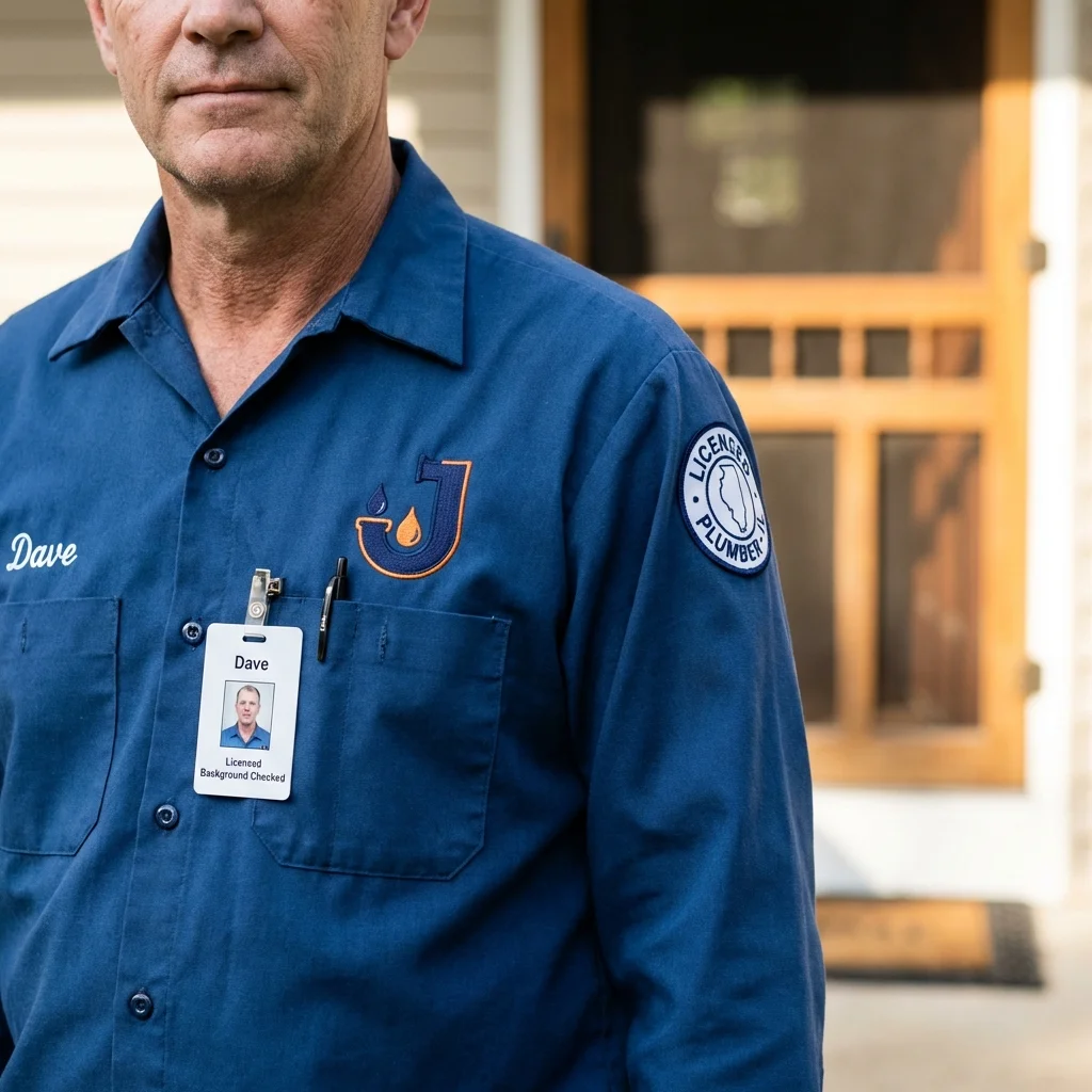 Licensed plumber showing ID badge in West Liberty, KY
