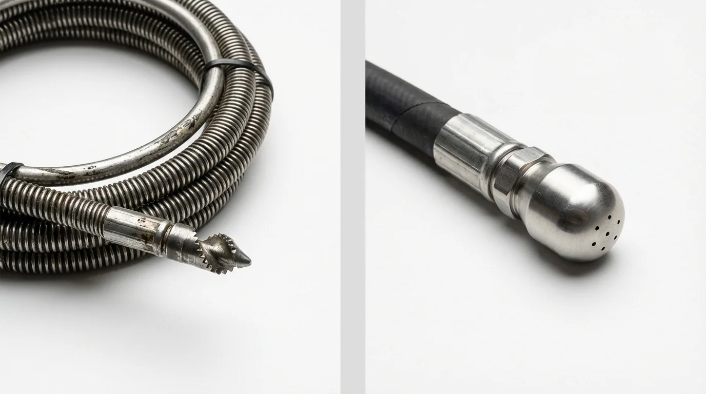 Drain snake cable and hydro jetting nozzle used for drain cleaning in West Liberty, KY