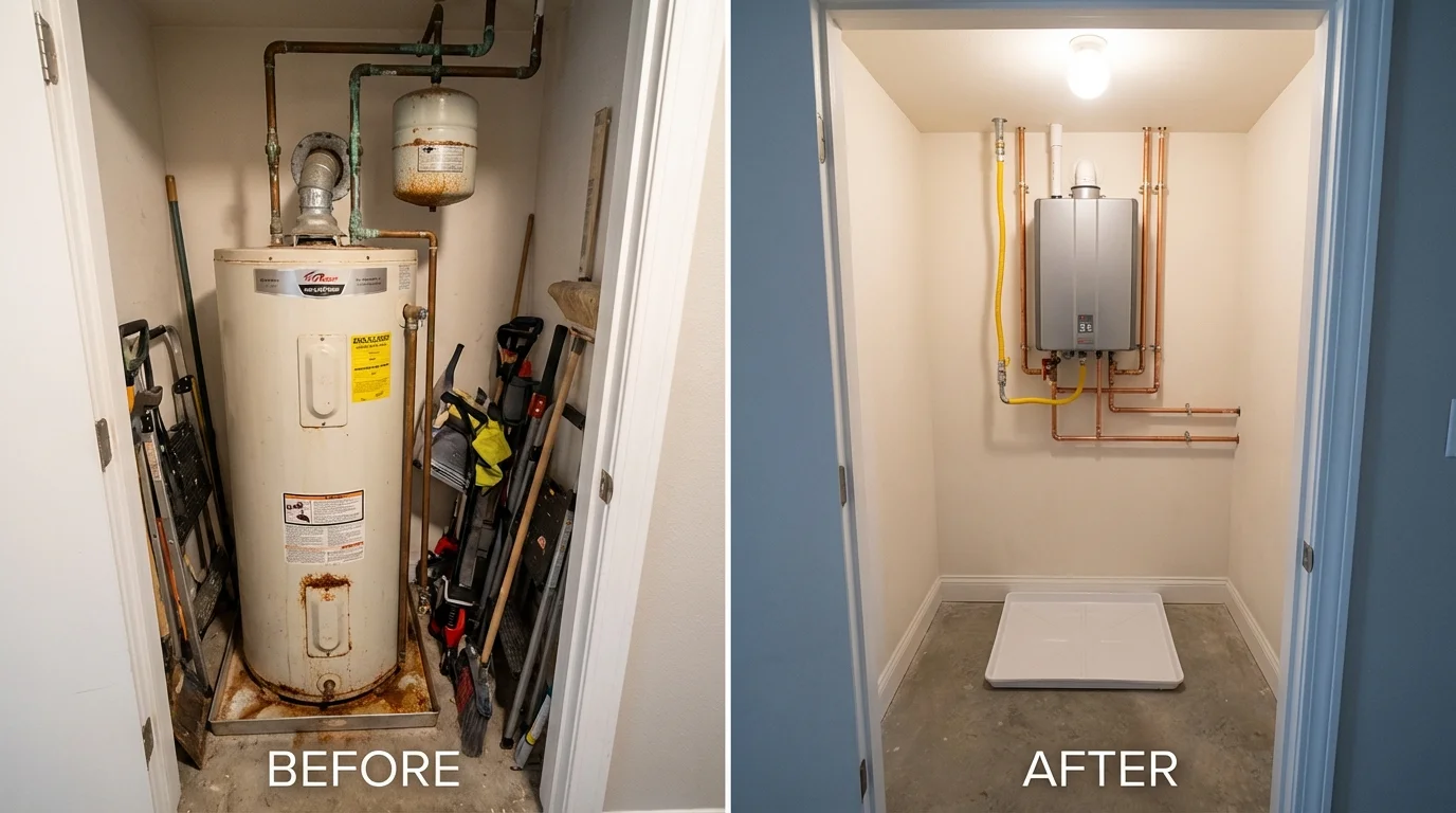 Tank water heater versus wall-mounted tankless unit comparison for West Liberty, KY homeowners